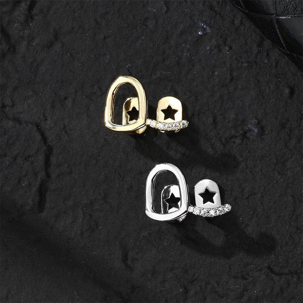 Hip hop fashion teeth hollow star single/double teeth grill jewelry unique teeth decoration role-playing decoration gift W250412