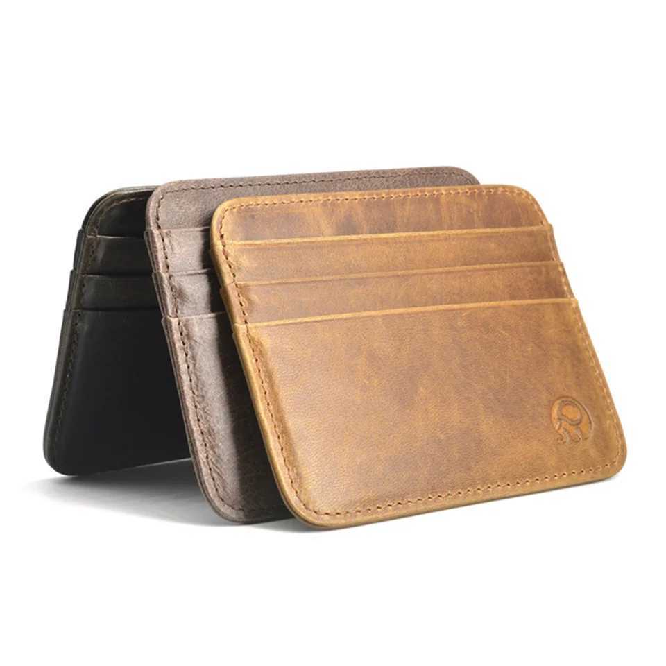 Cowhide Leather Card Case Mini ID Card Clip Small Wallet Mens Ultra Thin Wallet Mens Wallet Card Clip Card Clip Business Z250411