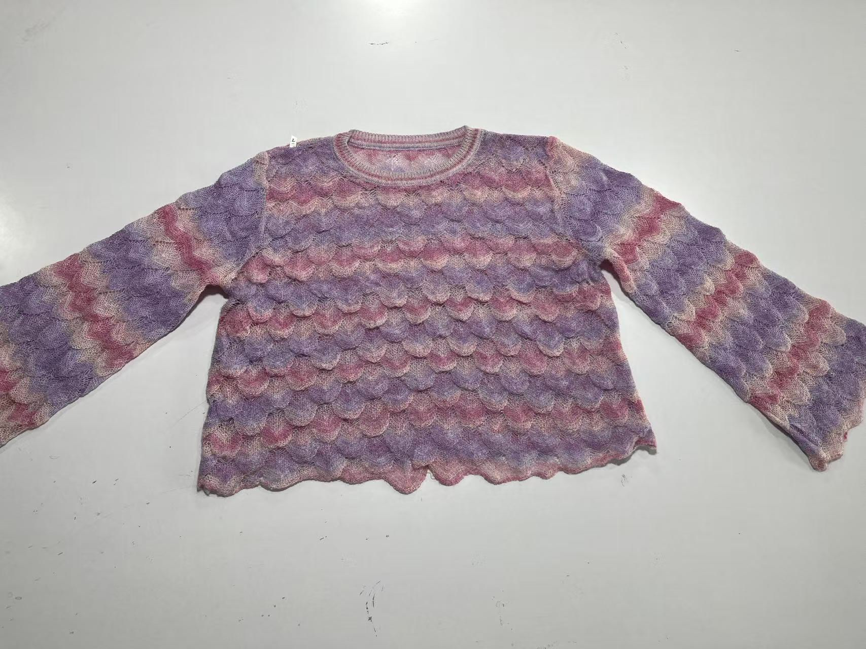 Elegant Ladies' Gold Silver Silk Sweater Featuring Phoenix Tail Flowers and Scales Comfortable Round Neck Style