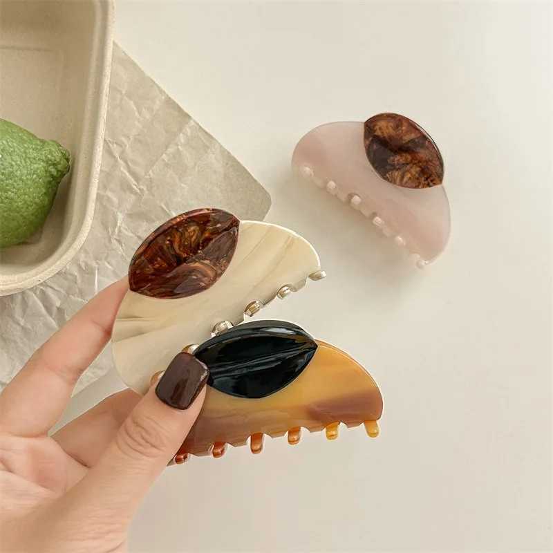Retro patchwork acetic acid hair clip womens headscarf 2024 high-quality Korean elegant geometric hair clip Y2504012