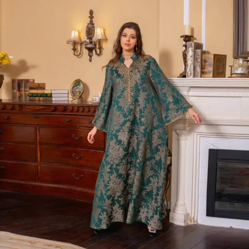 Eid al Fitr womens Abaya beaded collar Jalabiya Moroccan party dress Abayas Kaftan Vestidos Arabic long 250411