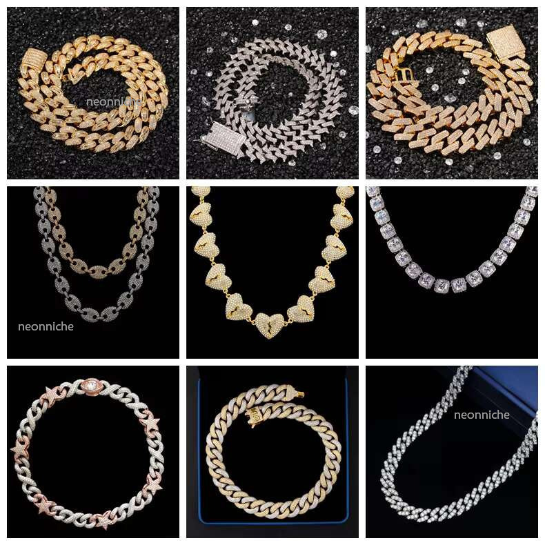 High quality hip-hop jewelry 6mm 16-26 inches pure sier VVS chilled moissanite Cuban men's necklace