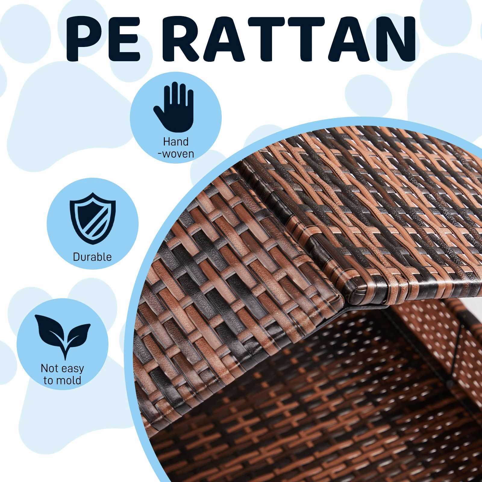 Dog house elevator with roof and washable mat cover Rattan dog bed indoor and outdoor pet house X250412