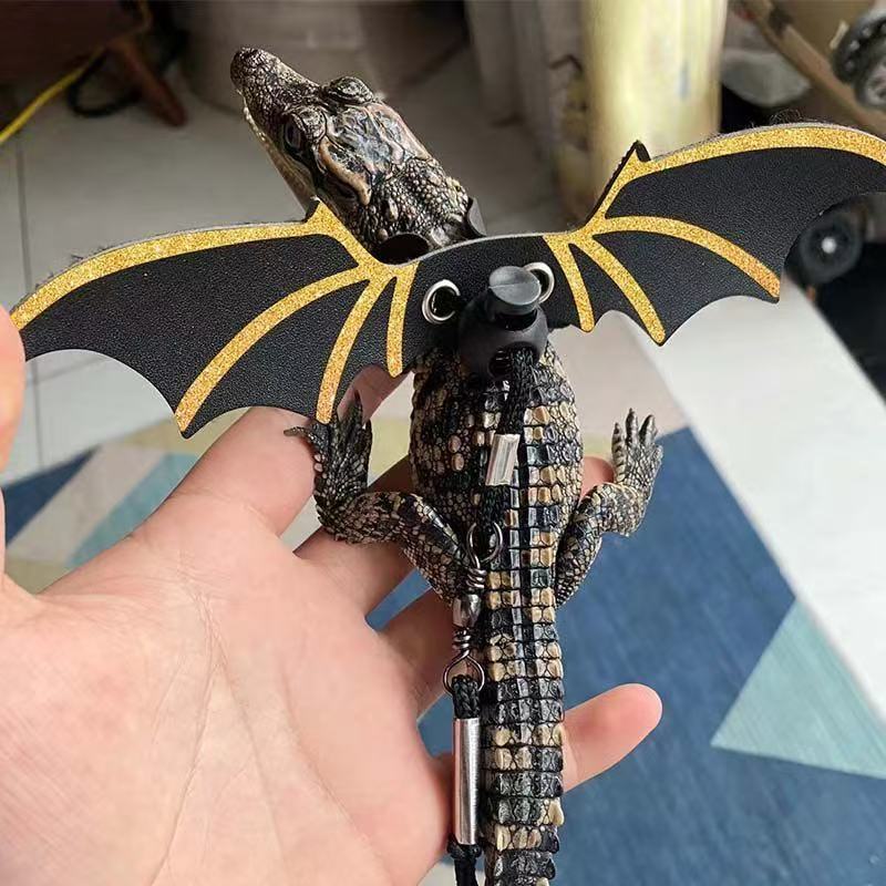 Set of three: Little crocodile lizard costume for outings, devilish attire, leash with wings, and climbing pet crocodile outfit.