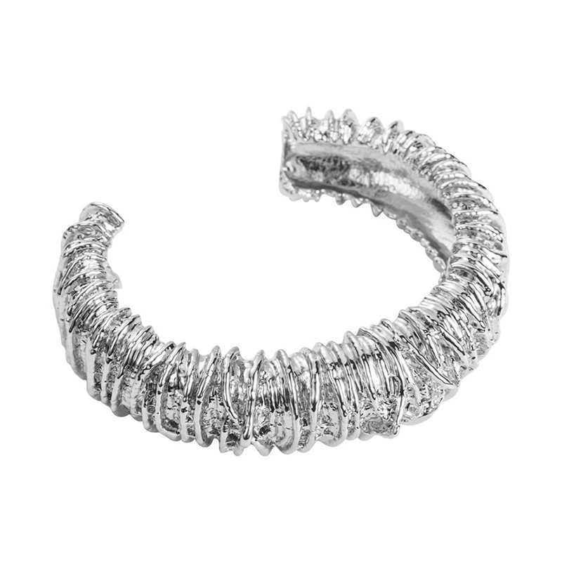 Mewanry Lines Weave Texture Cuff Bracelet For Women Couple New Trendy Creative Hip Hop Heavy Industry Vintage Party Jewelry GiftC250411