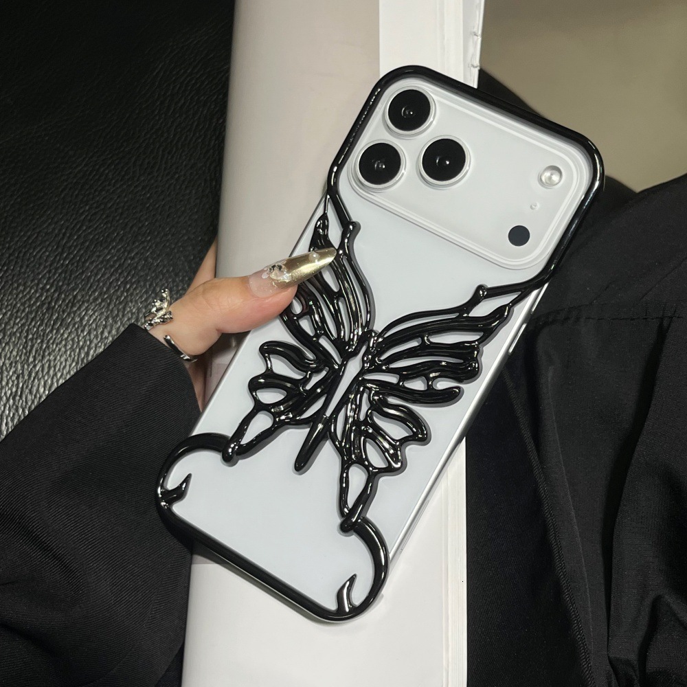 Frosted Borderless Butterfly Phone Case Compatible with iPhone 17/16 Pro Max Cartoon Protective Cover iPhone 15/14