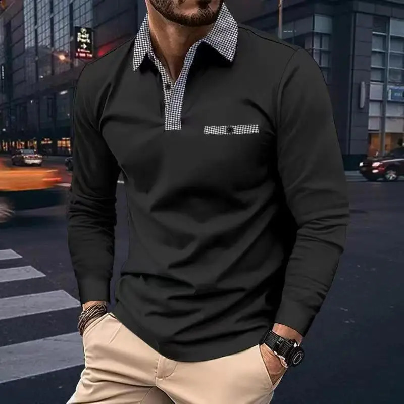Spring Autumn Men Polo shirt Casual Sports Shirt Men Pure Color Long Seeved Polo Shirt S-3XL Men T-Shirt Fashion Breathable Top 250409
