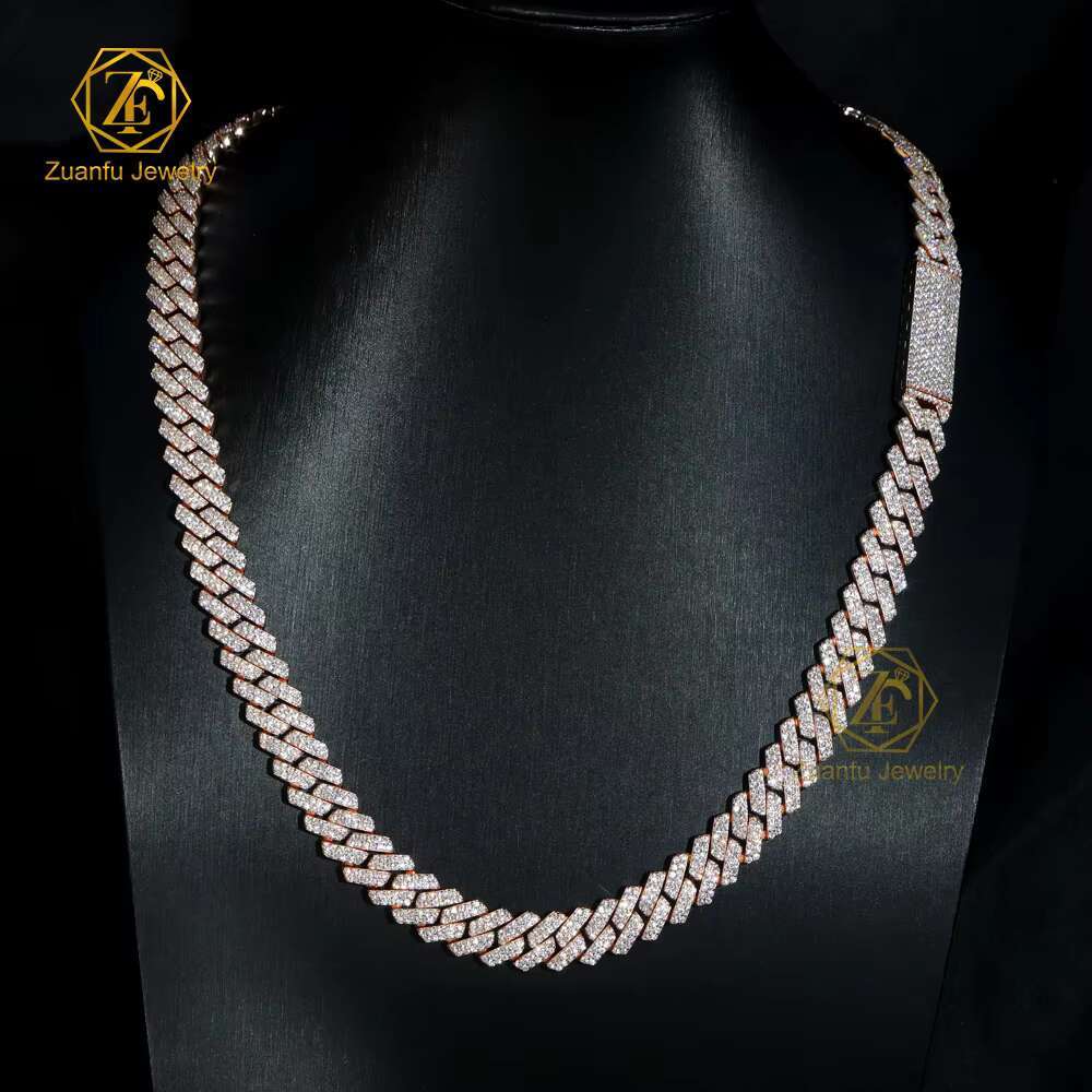 Cuban Chain Bracelet Necklace 6mm-15mm VVS Mossstone Iced Hip Hop Style Men's Fashion Cuba