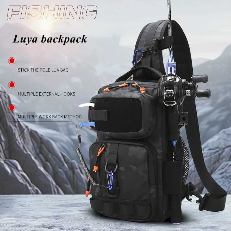 Tactical FIshing Bag Backppack Chest Sling Outdoor FIshing Lure Rod Men Sports Handbags Shoulder Laser Molle Hunting Hiking Bags Z250411
