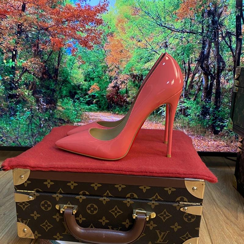 Dress Shoes Multi Color Customized 12cm Super High Heels Nude White Patent Leather Sexy Party Pointed Slim Heel Versatile Single Shoe