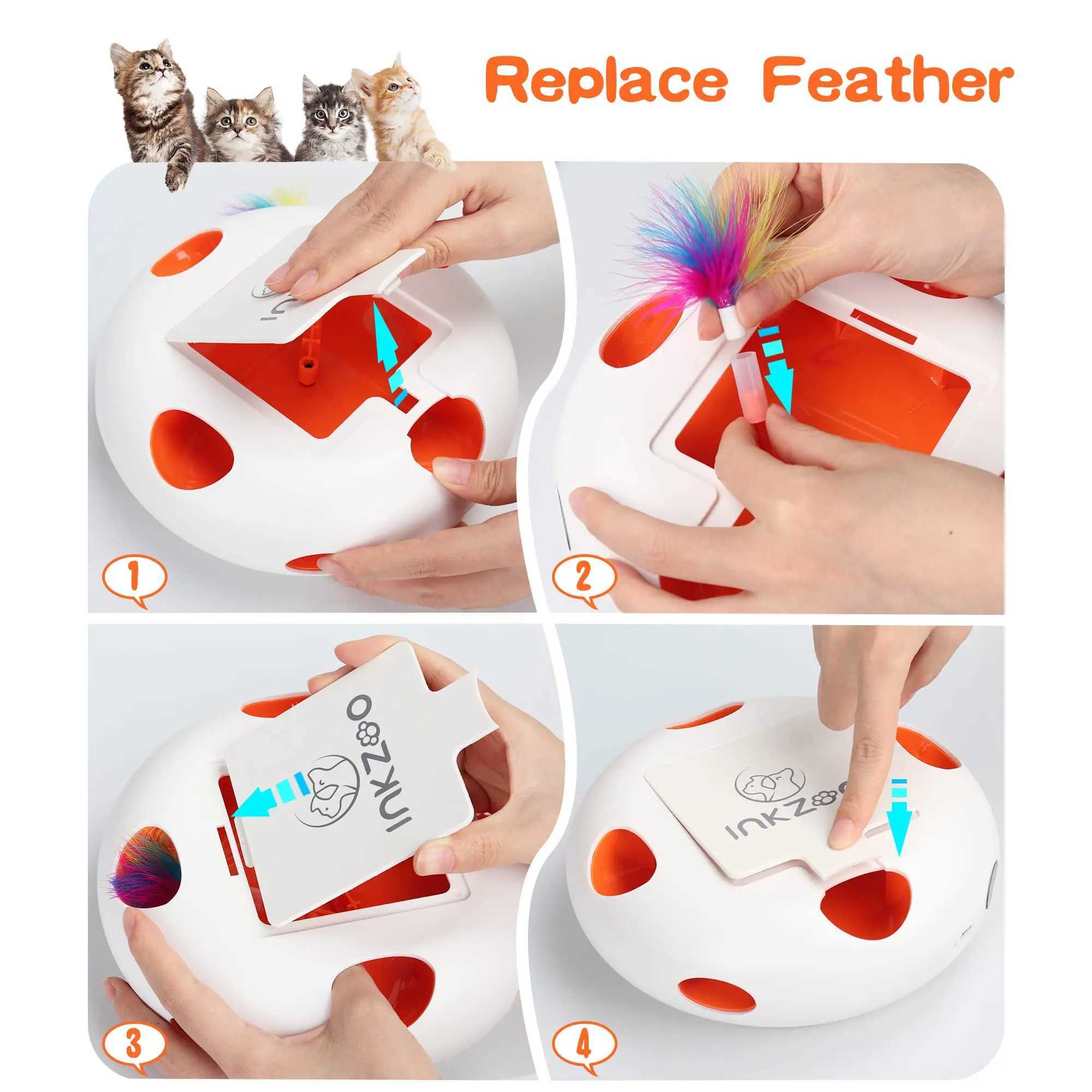 INKZOO Cat Toys Interactive Cat Toys for Indoor Cats Smart Interactive Kitten Toy Automatic 7 Holes Mice Whack-A-Mole Y2504125