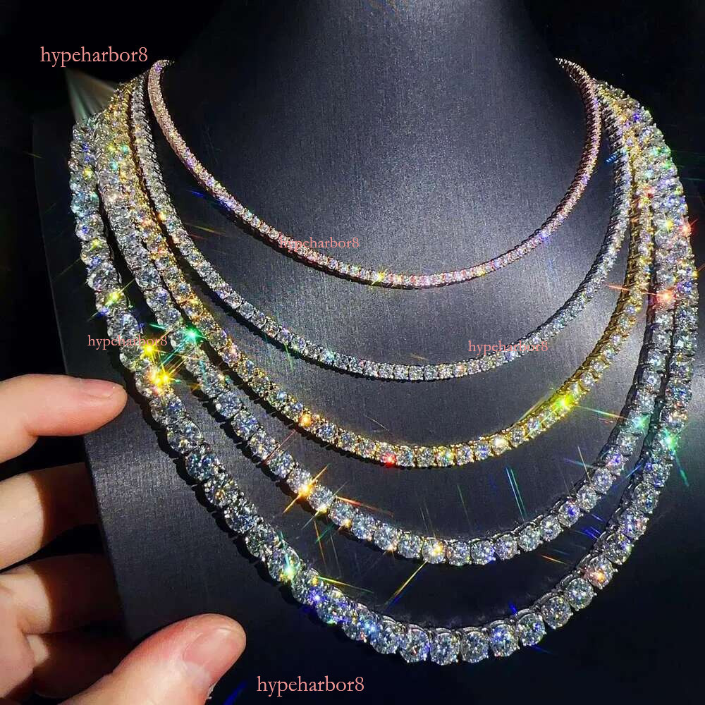 Custom hip hop Jewelry necklace 6mm 8mm Sterg Sier hiphop chain VVS Moissanite Tennis Chain