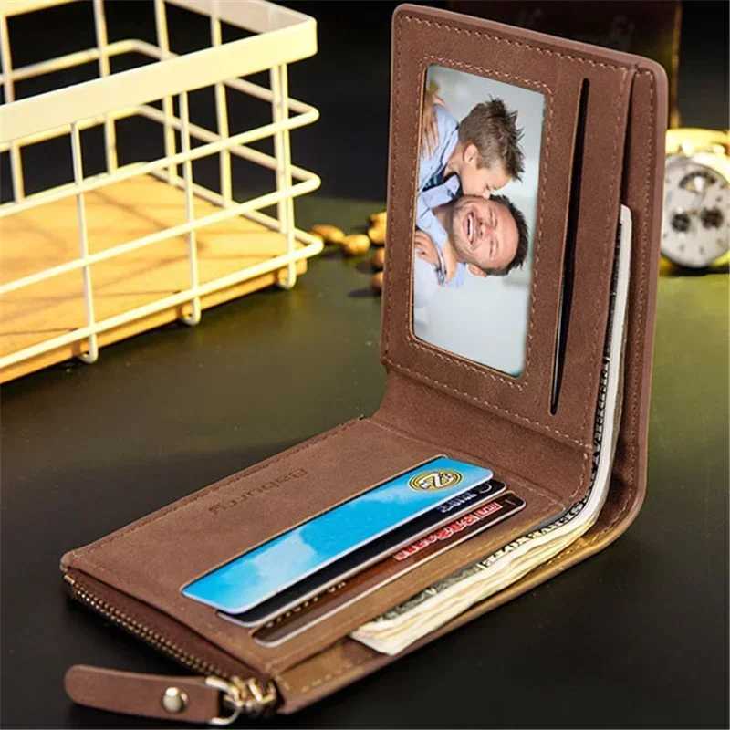 Personalized customized mens photo wallet with zippered coin pocket engraved picture and text wallet give him Christmas gifts Z250411