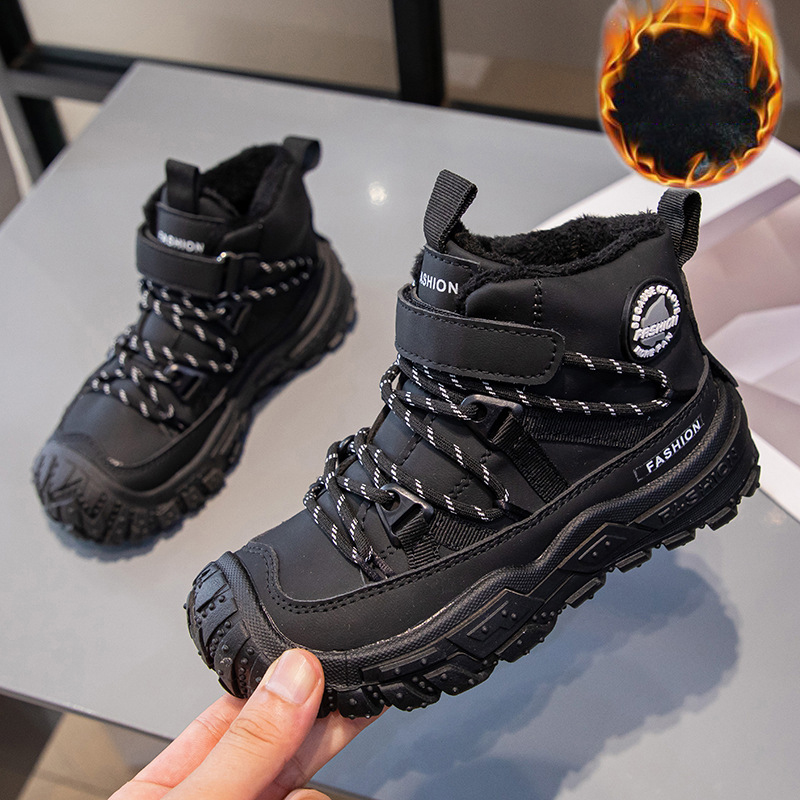 Children's Sneakers Kids Autumn Winter Boys Sport Shoes Plush Cashmere Warm Lined Boots Kidszworld Studnet Shoes Teen Snow Boots Big Sizes 26 - 3
