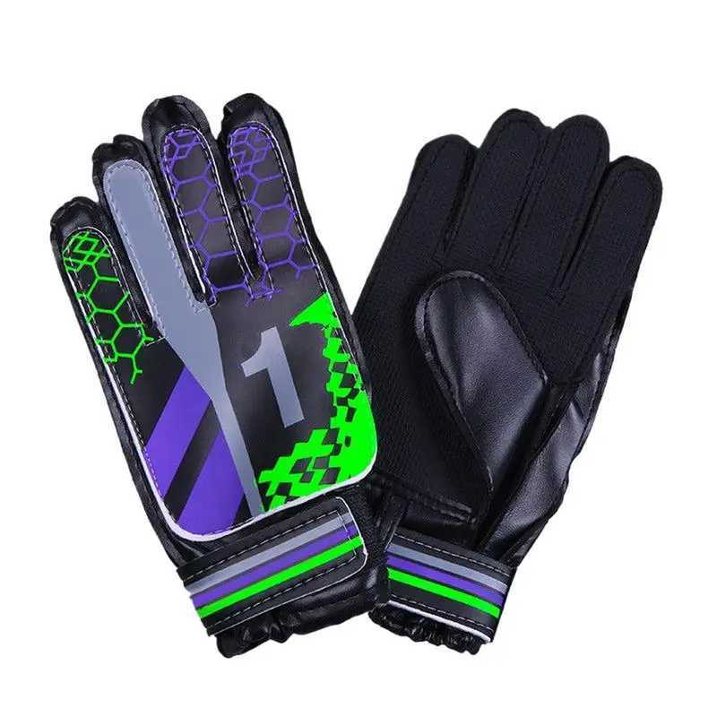 Goalie Gloves Non-slip PU Leather Football Glove Full Finger Soccer Training Glove Protective Gear For Football Baseball GearW251112