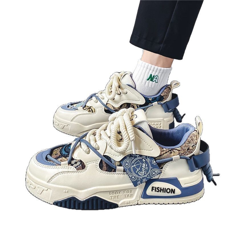 Spring Men'S Shoes New Breathable Designer Shoes Man Trendy All Match Thick Sole Sports Casual Shoes Daddy Shoes 2025s
