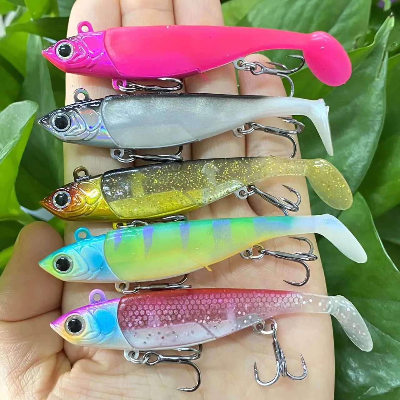 Artificial soft bait with jig head 22g 38g Jigging soft lure rubber pesca fishing bass lures swim bait with T tail Jigging Lure Z250411