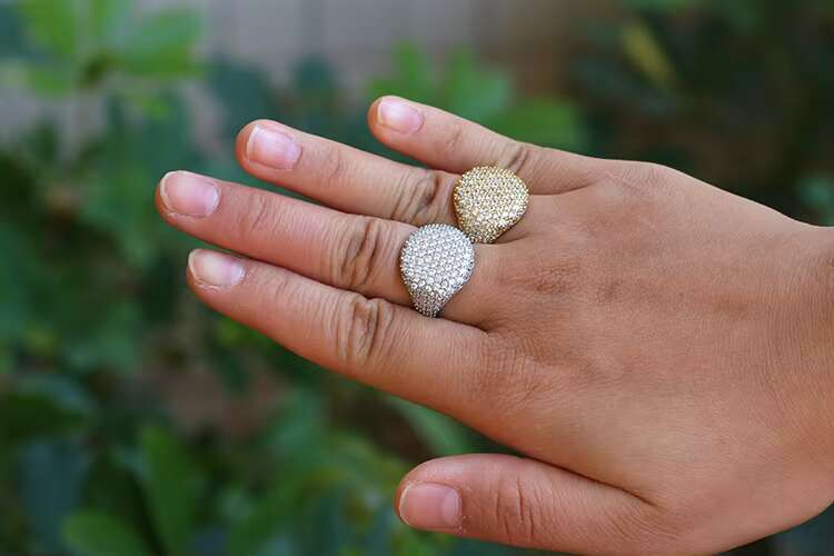 DIY Luxury Design Moissanite Open Ring Adjustable Jewelry Women Fashion 18k Gold Plated Girl Jewellery Factory Outlet