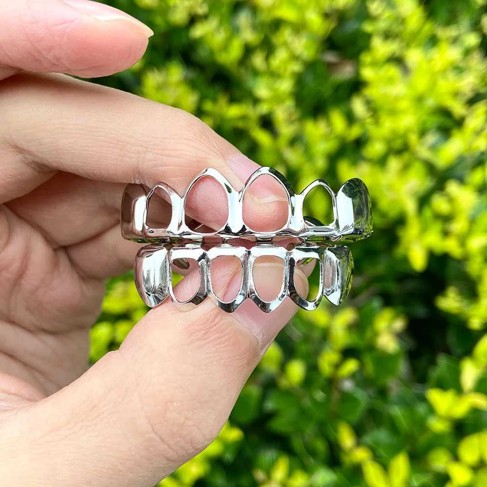 Rachelz Classic 4 Hollow Gloss Grilz Hip Hop Gold Silver Tooth Cap suitable for women men jewelry Halloween role-playing W250412