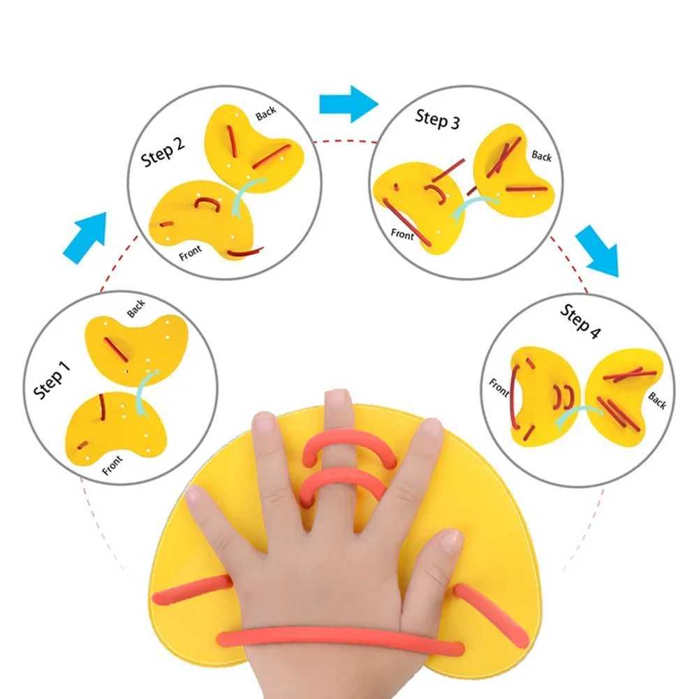 Swimming Paddle Adjustable Adult Swimming Pool Sports Professional Training Finger Hand Mesh Glove Paddle EquipmentY250412