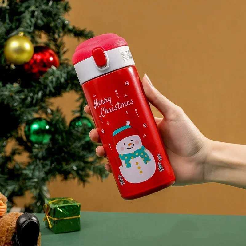 Christmas Christmas Insulation Cup Deer Snowman 304 Stainless steel bouncing straw Thermos Bottle Student Christmas Gifts Vacuum Flasks Y251112