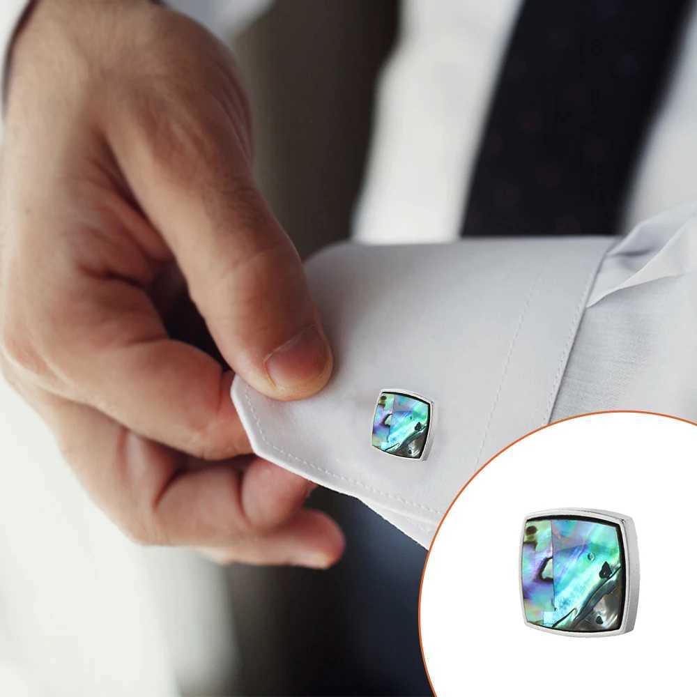 French shirt colored shell stone cufflinks mens square oval heart-shaped set cufflinks dustproof formal jewelry accessoriesT250412