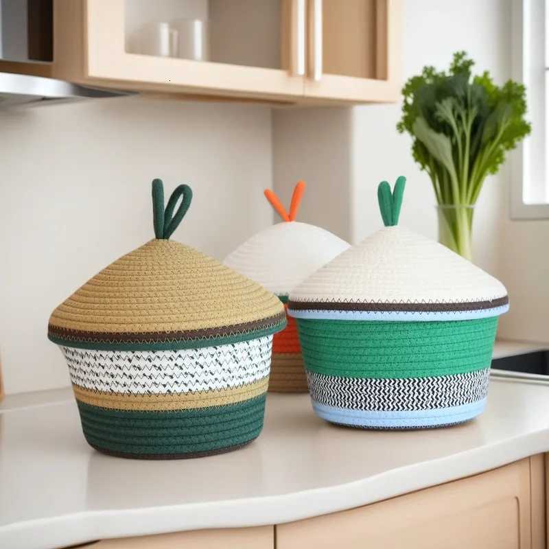 Woven Cotton Rope Storage Baskets-Fruits/Clothes/Toys Eco-Friendly Organizer for He/Picnic/Camping Soft Textured Stylish Y251112