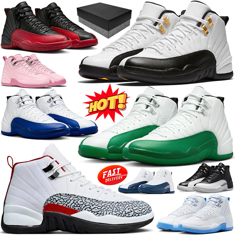 with box Taxi Flu Game 12s basketball shoes 12 women men Blueberry French Blue Bucks White Green Playoff Elephant Print Gym Red mens trainers outdoors sneakers