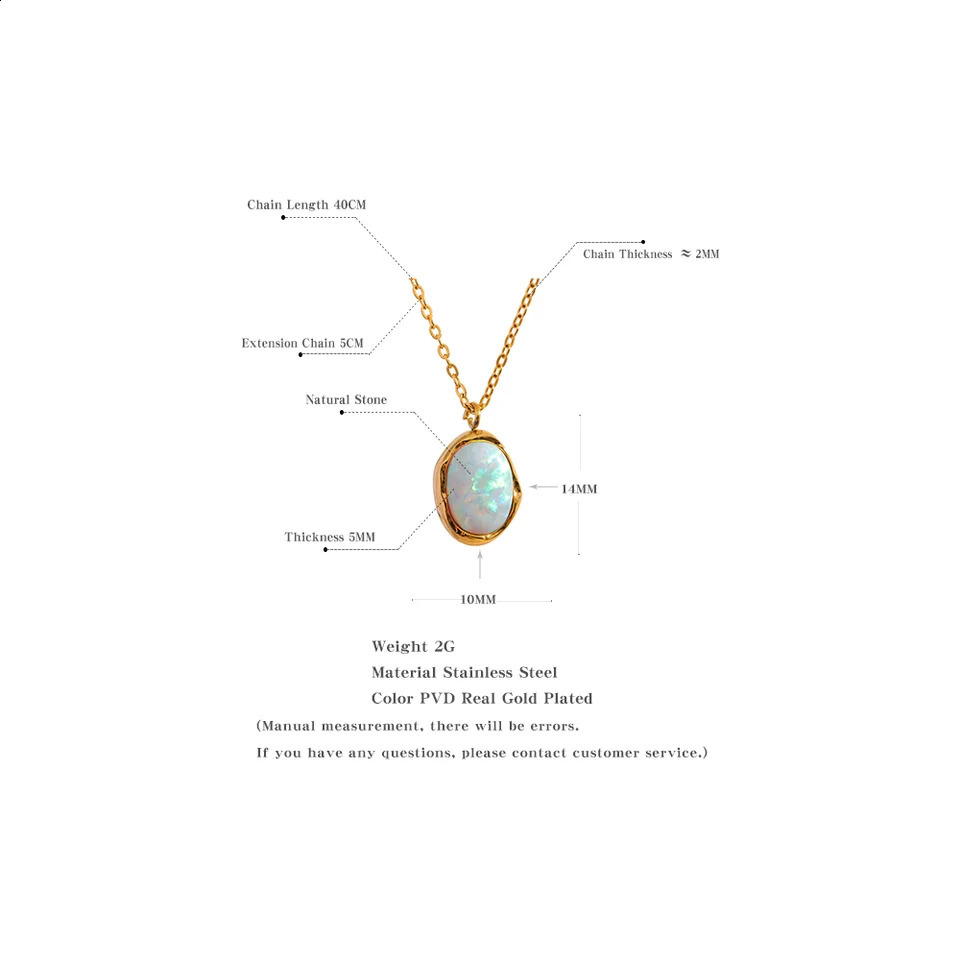Yhpup Exquisite Craftsmanship Opal Minimalist Small Unique Pendant Necklace 18k Gold Plated Jewelry Womens Gift 250409