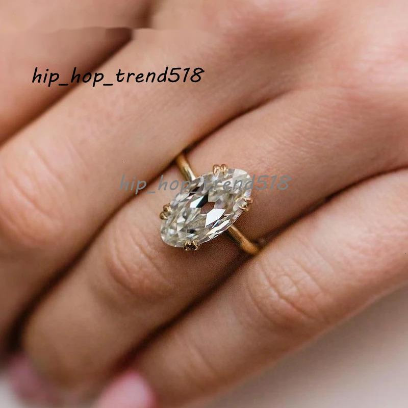 JOVOVASMILE 6 Carat 15x8mm Old Mine Moval Cut Moissanite White Color Stone 14K Gold Ring For Woman Jewelry with GRA