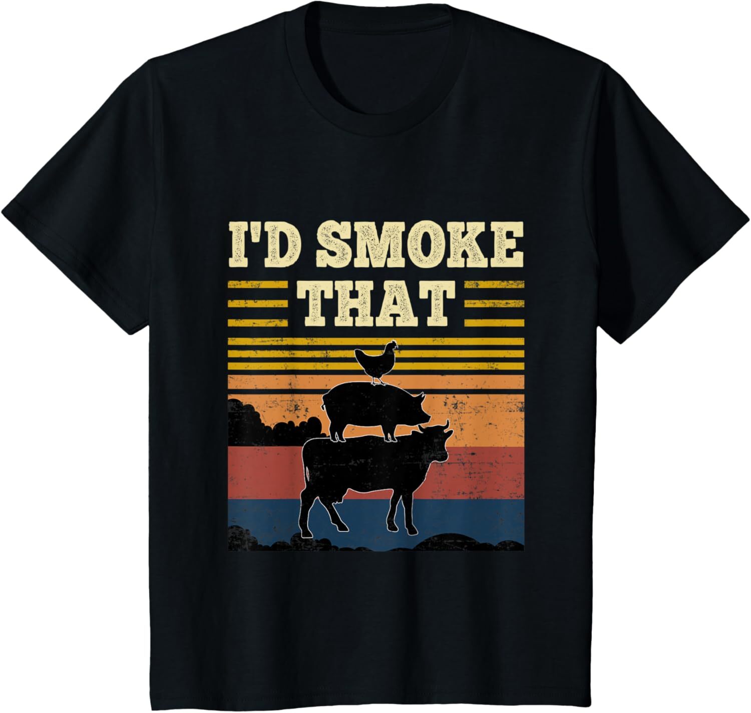 T shirt for Mens Id Smoke That Retro Vintage Funny Farm Animals Farmer Gift Graphic Tee Casual Tops Clothes Short sleeve