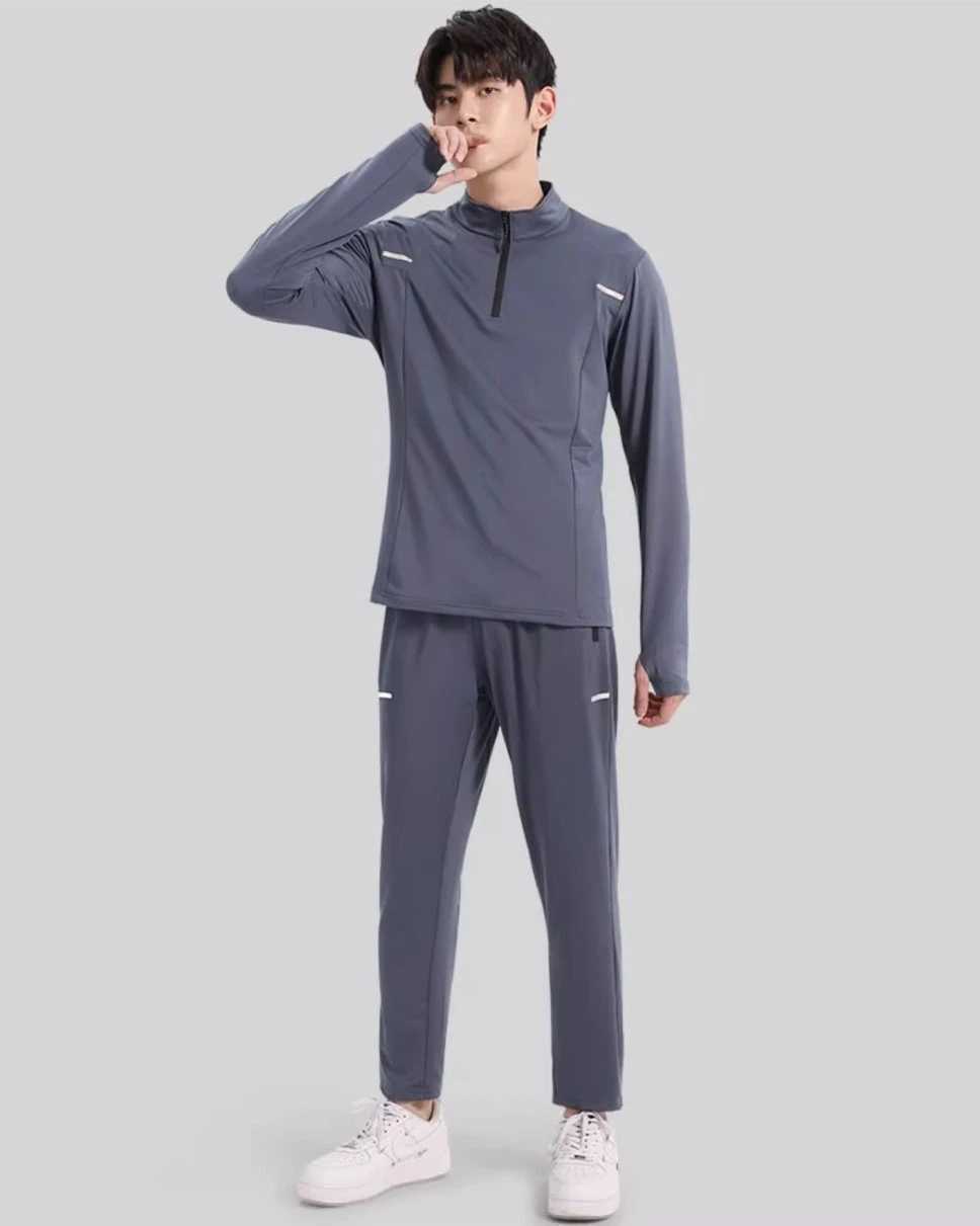 Autumn Fitness Mens Sports Suit for Running Clothes Morning Running Cycling Bicycle Loose Ice Silk Summer Quick-dry Clothes W250412