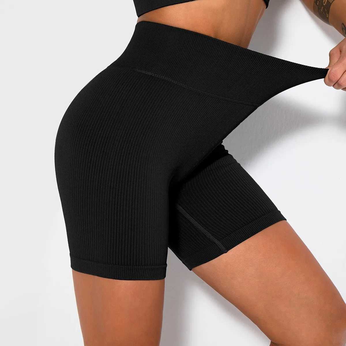 Womens high waisted seamless yoga shorts squat hip lift fitness exercise running exercise gym leg shorts Y250412