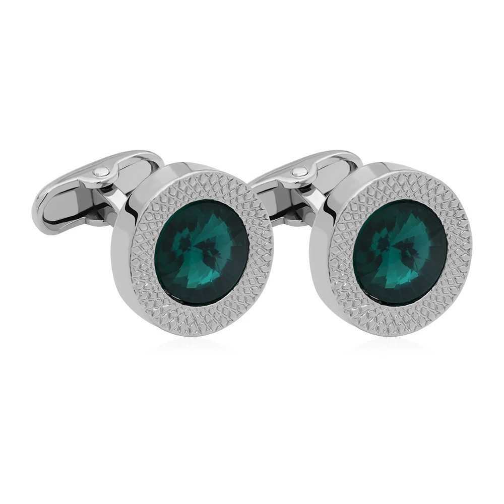 Blue green crystal tapered cufflinks mens classic brand prism cufflinks designer high-quality mens shirt tapered cufflinksT250412