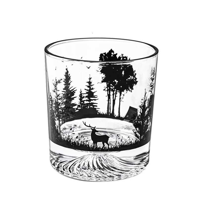 Christmas 300ml Creative Silhouette Wine Glass Cup Iceberg Cup Snow Mountain Cup Thick Bottom Rock Cup Christmas Whiskey Cup Wedding Gifts Y251112