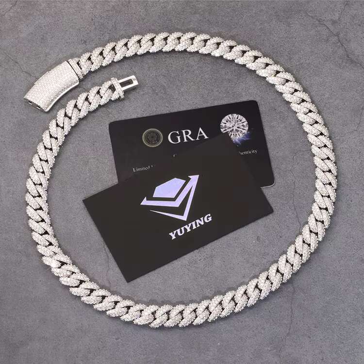 Yu Ying Jewelry Wide 6/9/13mm 2rows Vvs Moissanite Iced Out S925 Cuban Link Chain for Free Custom
