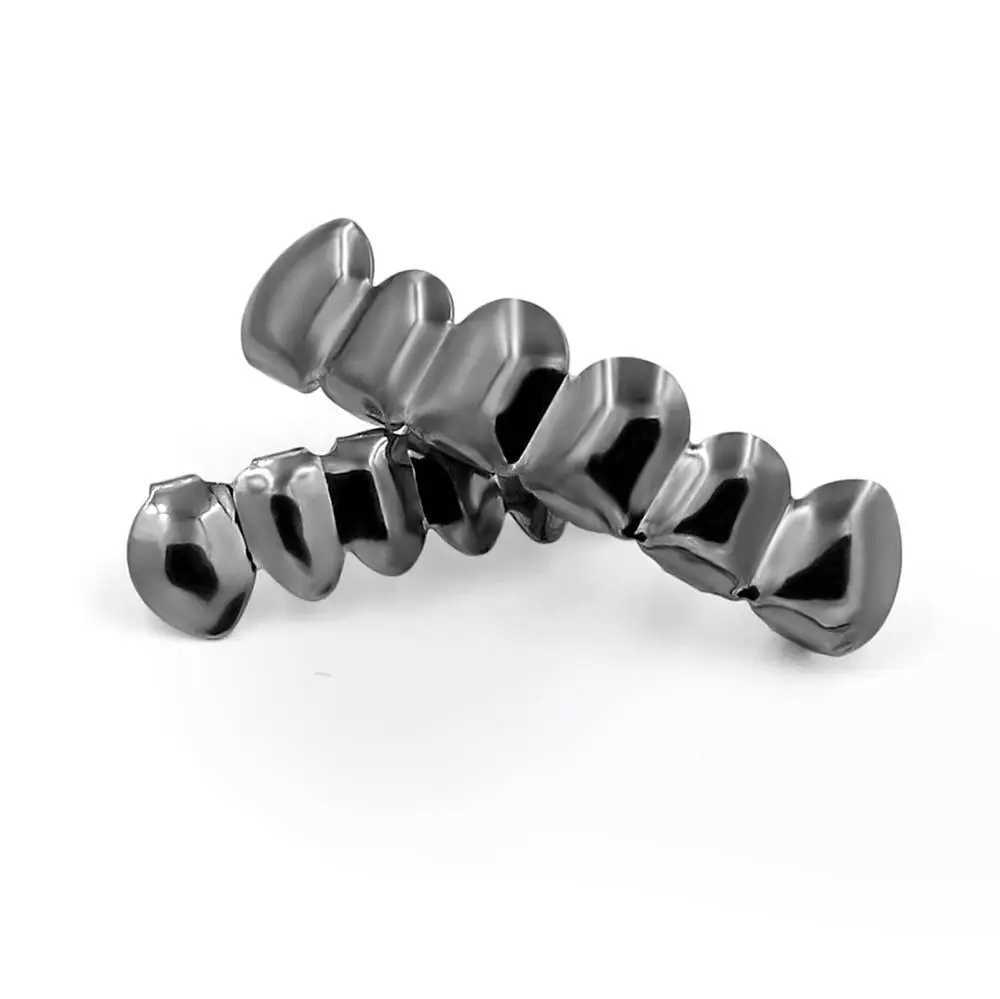 TOPGRILLZ New Gold Plated Silver Plated HIP HOP Tooth Rings Upper and Lower Vampire Tooth Rings Silicone Tooth Ring Cap Set W250412