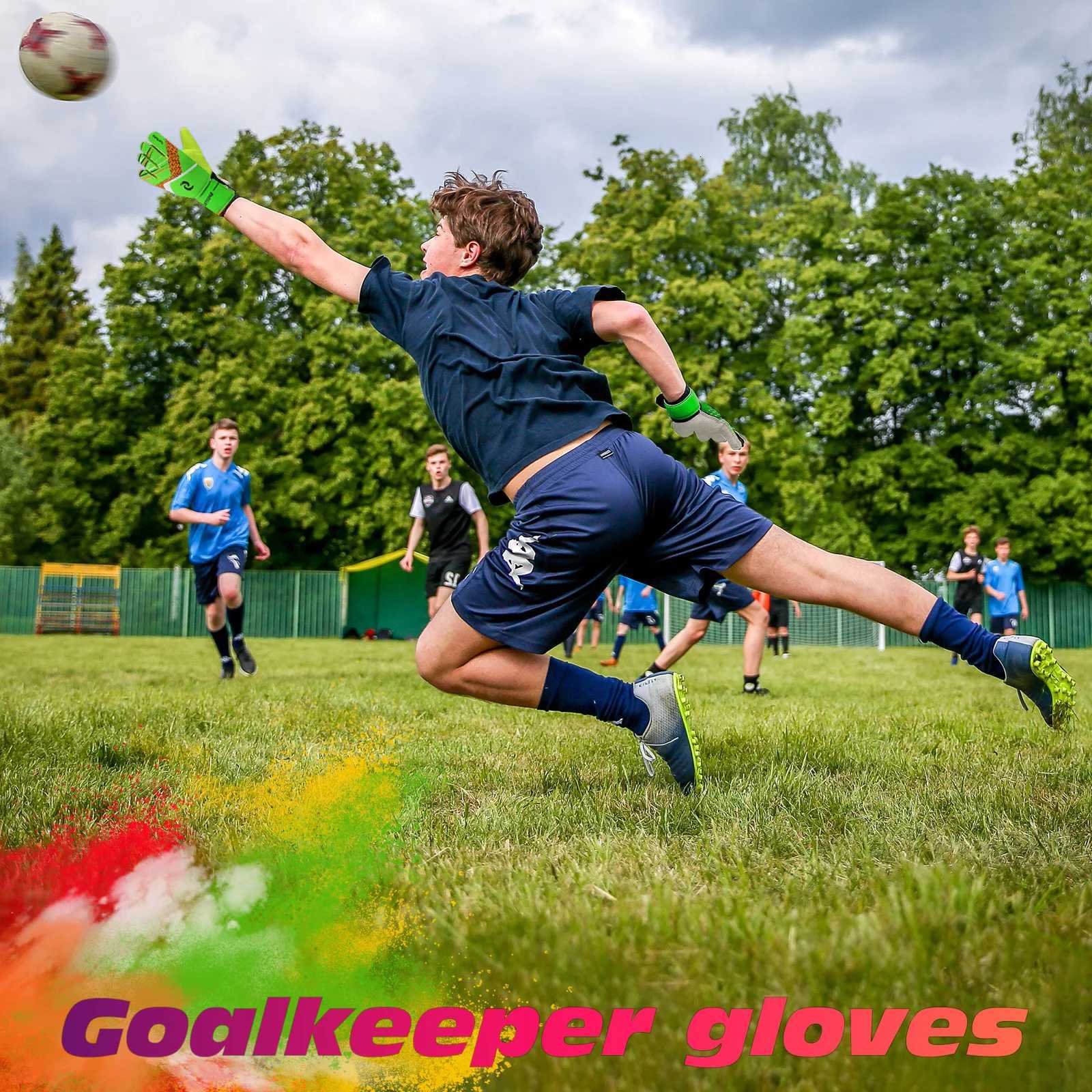 Sportout Kids Goalkeeper Gloves Soccer Gloves with Double Wrist Protection and Non-Slip Wear Resistant Latex MaterialW251112