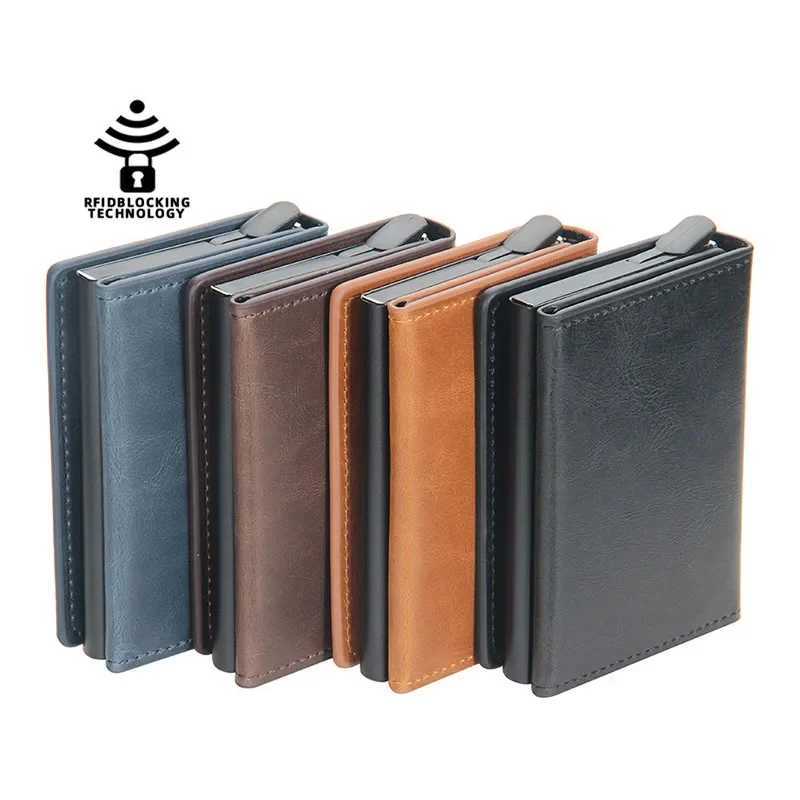 Anti theft Rfid card holder intelligent minimalist wallet mens ultra-thin card holder bank cash card box wallet Z250411