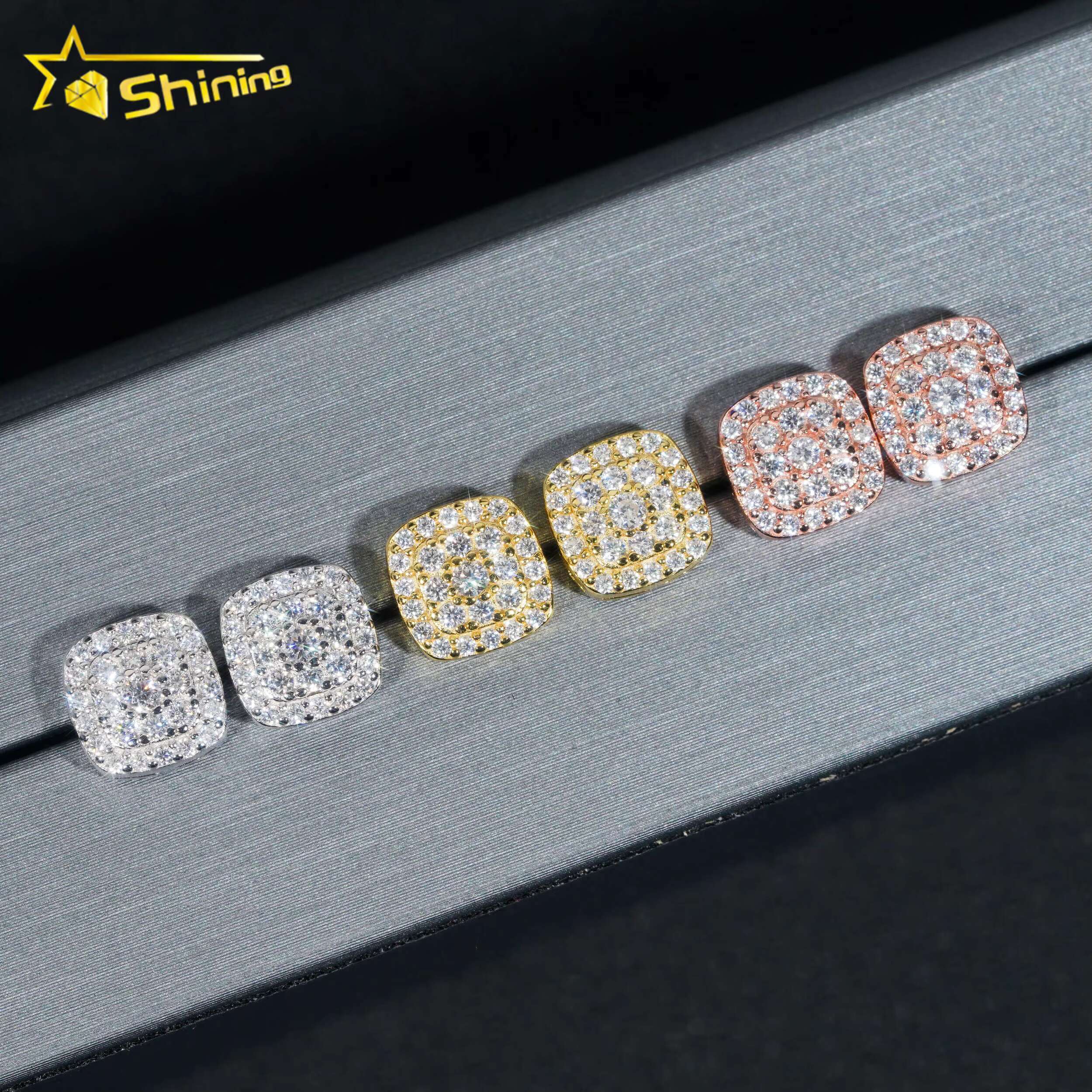 Ready to Ship Pass Diamond Tester Iced Out Hip Hop Jewelry Popular 925 Sterling Silver Men Earring VVS Moissanite Stud Earrings