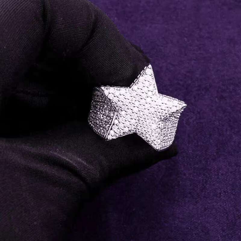 2024 Hip Hop Fine Jewelry Passd Diamond Tester 925 Sterling Silver Iced Out VVS Moissanite Cluster Star Ring for Men Women