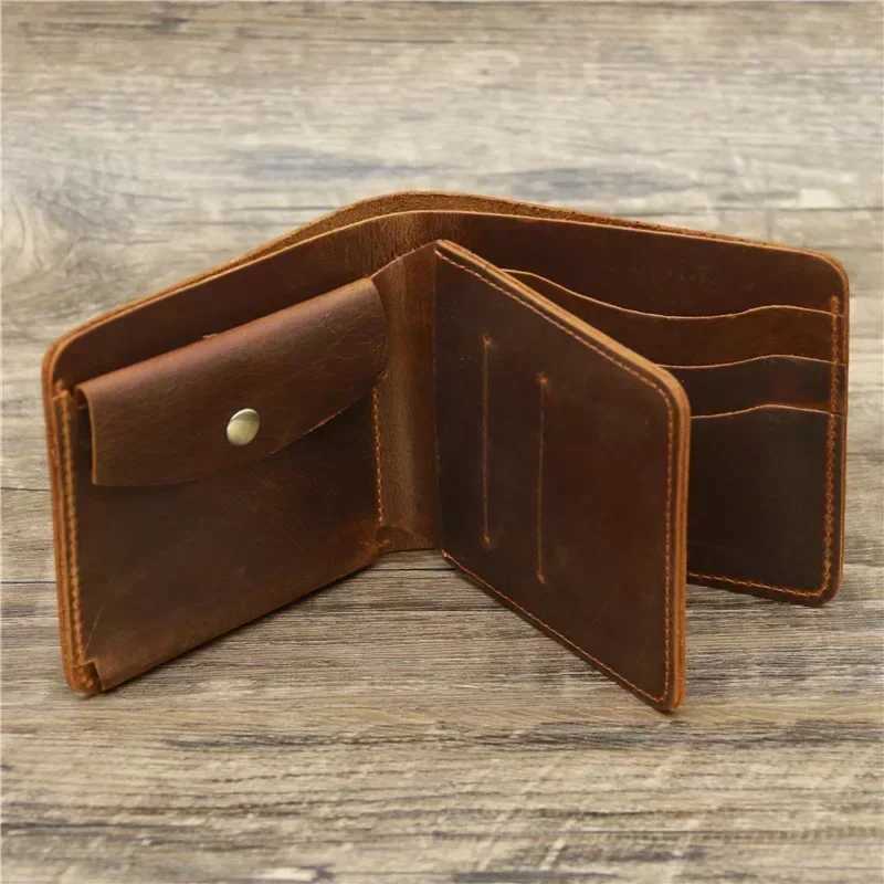Personalized Best Genuine Leather Mens Wallet with Coin Pocket Minimalist Carving Double Folding Pure Leather Mens Wallet Z250411