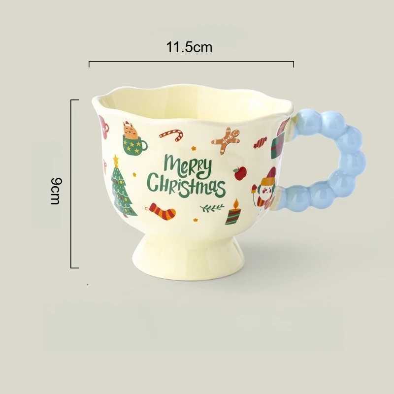 Christmas 1pc Creative Santa Claus Cartoon Ceramic Cup Souvenir Mug Christmas Petal Cup Shaped Gift Suitable for Home and Office Use Y251112