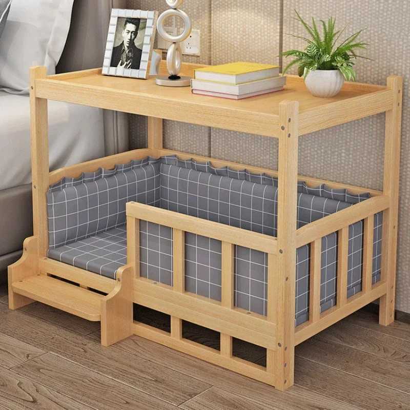 Wooden dog bed sofa luxury pet sleep mat detachable anti slip dog cat bed small dog cat sleeping supplies Para Gatos X250412