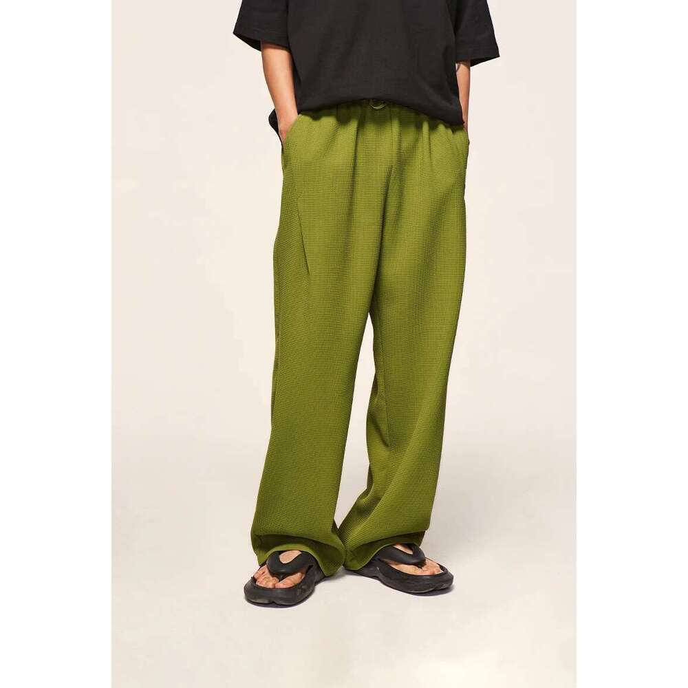 Vintage Waffle Wide Leg Pants Men Casual Sweatpant Sportswear Unisex Plus Size Track Pant