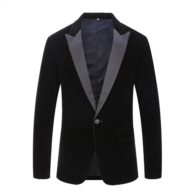 Black velvet mens jacket sports jacket ball dress single chest single button sports jacket business/wedding jacket party jacket 250411