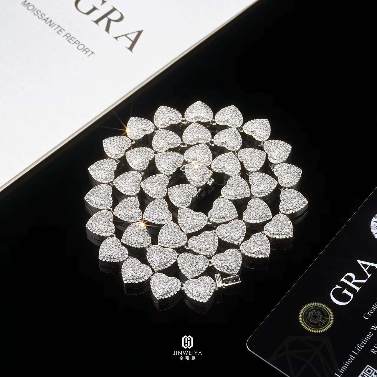 Wholesale Custom 10mm Full Stone Heart Cuban Chain Necklace S925 Silver Moissanite/5A Zircon Jewelry Valentine Gift