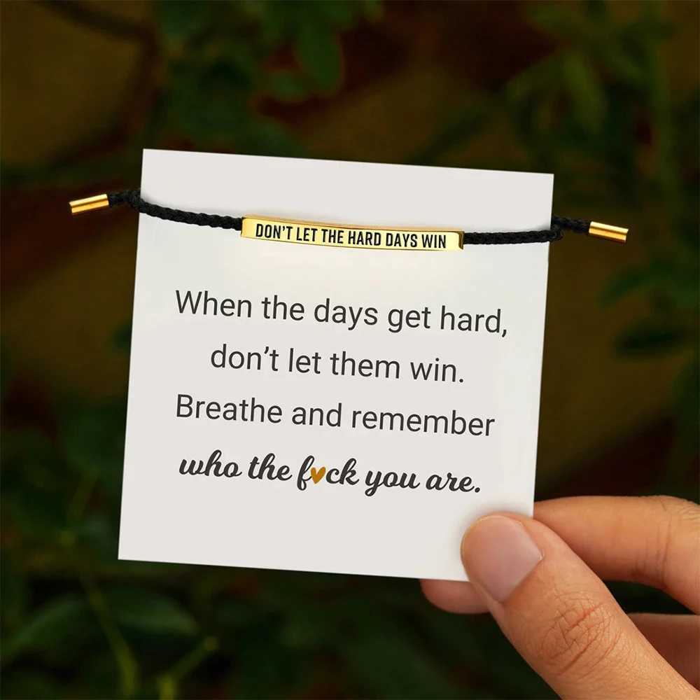 Popular Charms DONT LET THE HARD DAYS WIN Motivational Tube Bracelet for Best Friends Gift Trendy Adjustable Bangles JewelryC250411