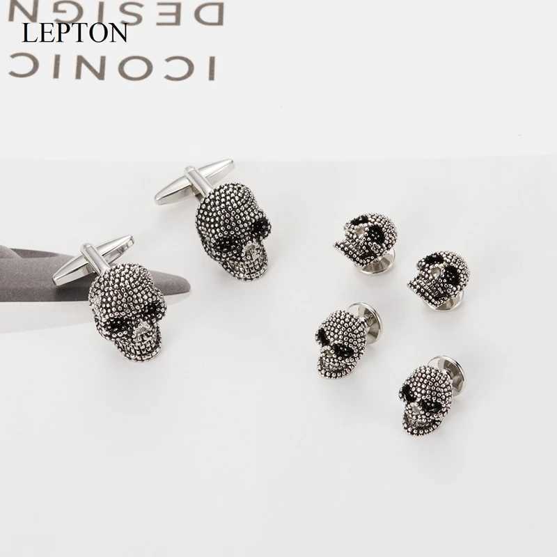 LEPTON skull cufflinks tailcoat stud set mens retro skull cufflinks mens cufflinks mens cufflinks mens gift setT250412