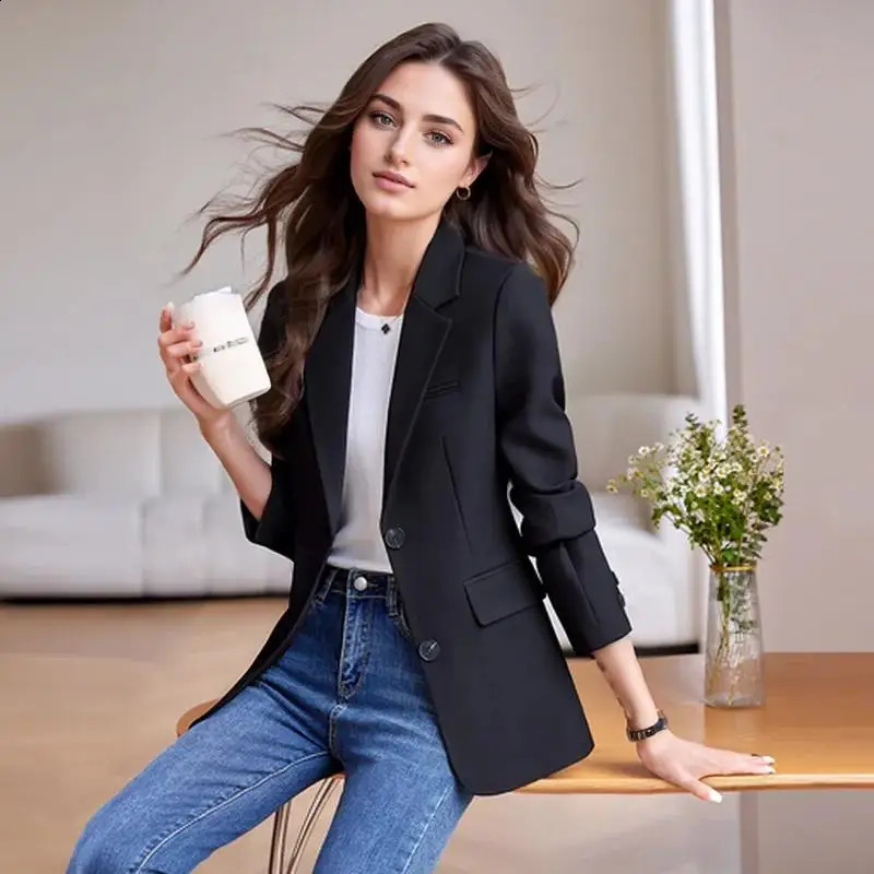2024 Coat Womens Ultra Thin Single Chest Jacket Office Temperature 250407